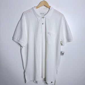 NWT Eddie Bauer Men's XLT Outdoor Polo Shirt Single Pocket‎ Short Sleeve White